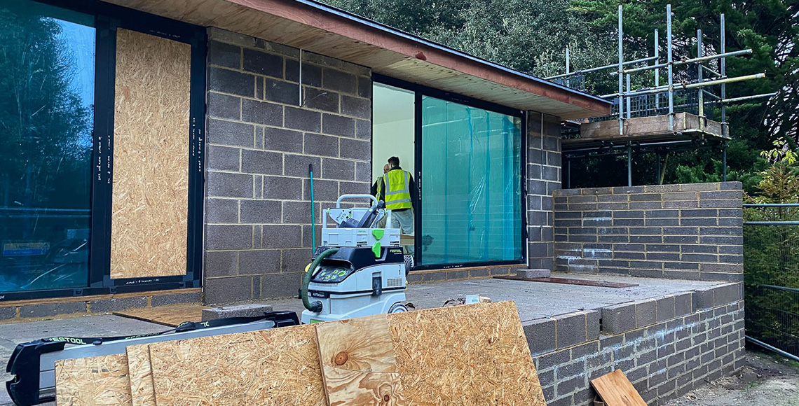 Bungalow in Branksome, Poole in the process of refitting exterior. A project by INKSPACE Architects and Interior Designers