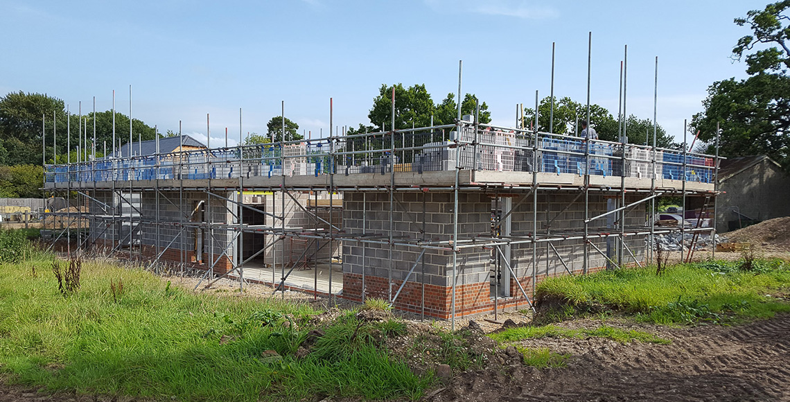 Construction of a luxury home in Ellingham Barns - a three-barn conversion project in Dorset, by INKSPACE Architects and Interiors