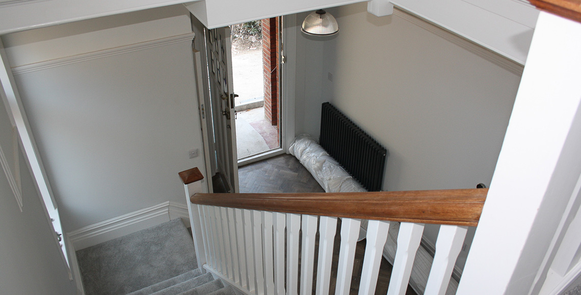 Staircase in a 1920’s house in Bournemouth being redesigned and refurbished by INKSPACE Architects and Interior Designers