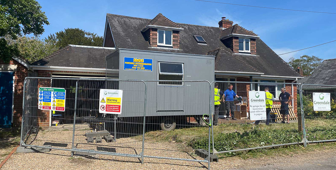House under construction in Little Garth, a project designed by INKSPACE Architects and Interior Designers in Dorset, Cornwall and Devon
