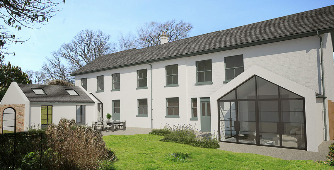 New Forest Manor - Renovated grade II listed building - Rear View - InkSpace Architects
