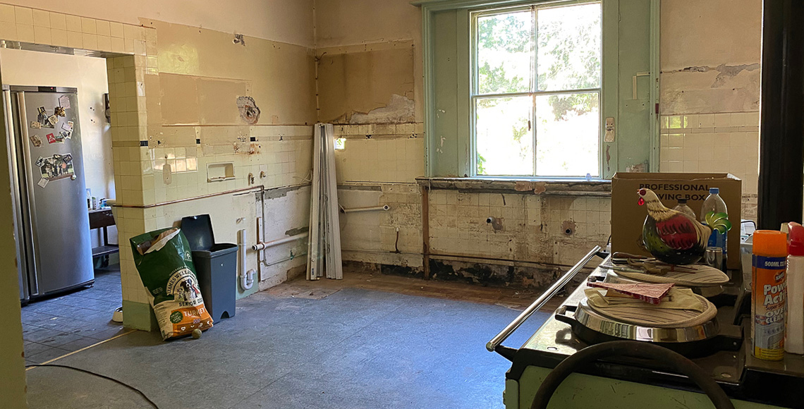 New Forest Manor - old kitchen cleared - Architectural Projects in Progress - InkSpace Architects