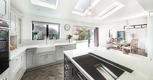 Luxury kitchen / dining area, designed by INKSPACE, Interior Designers in Dorset, Devon and Cornwall