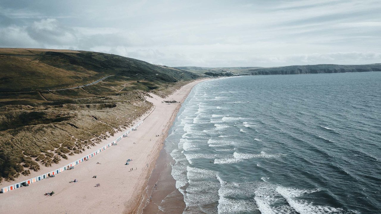 Aerial view of Woolacombe Bay